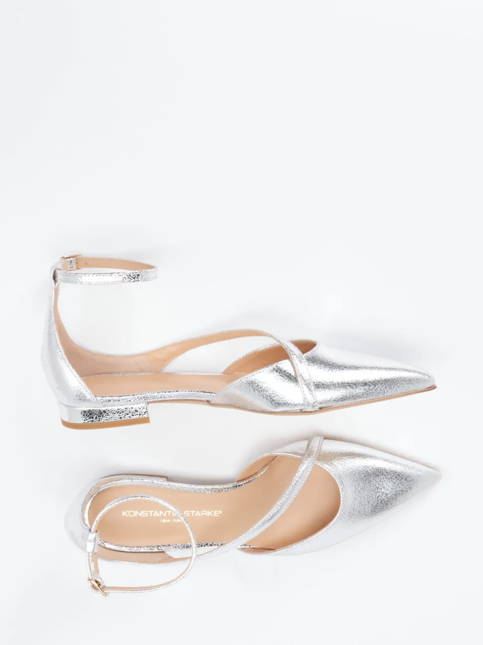 Konstantin Starke – Ballerinas aus Metallicleder silber