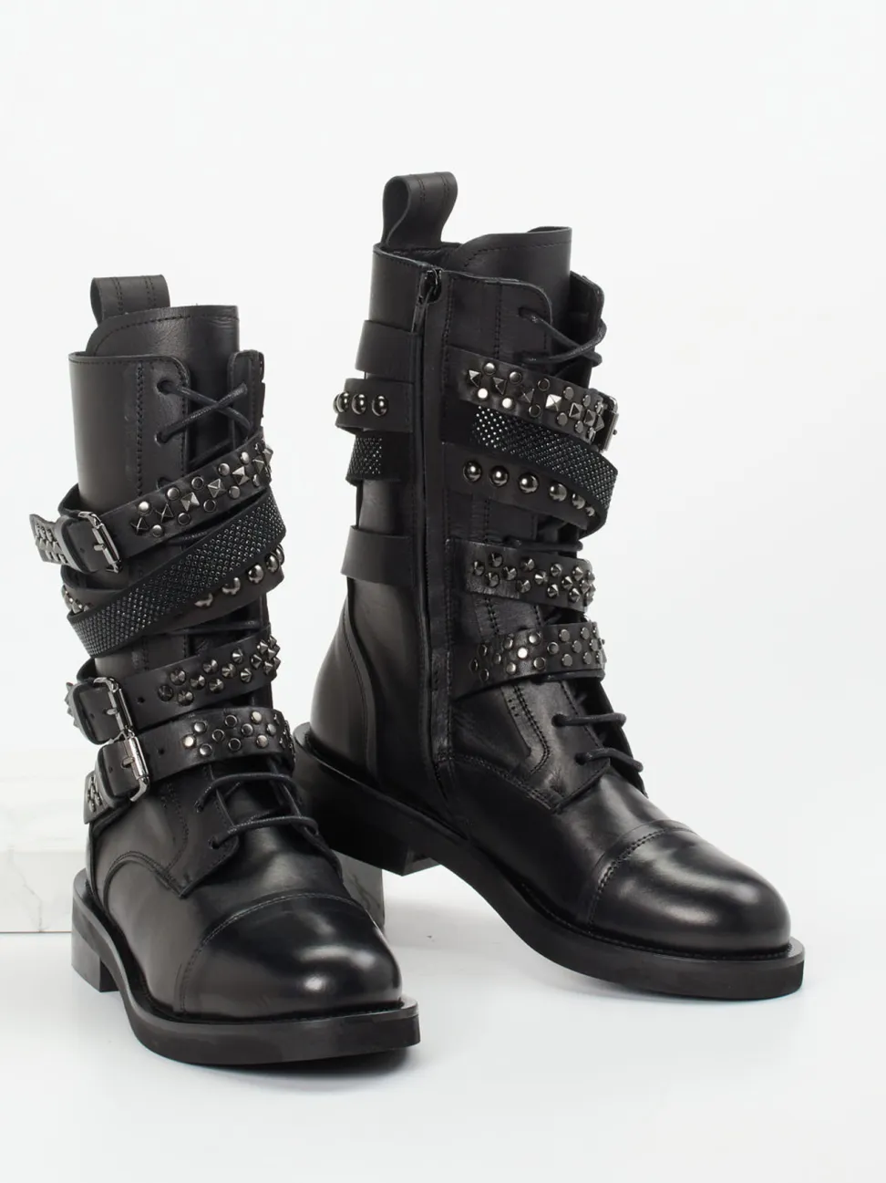 Konstantin Starke – Biker Boots aus Kalbleder schwarz