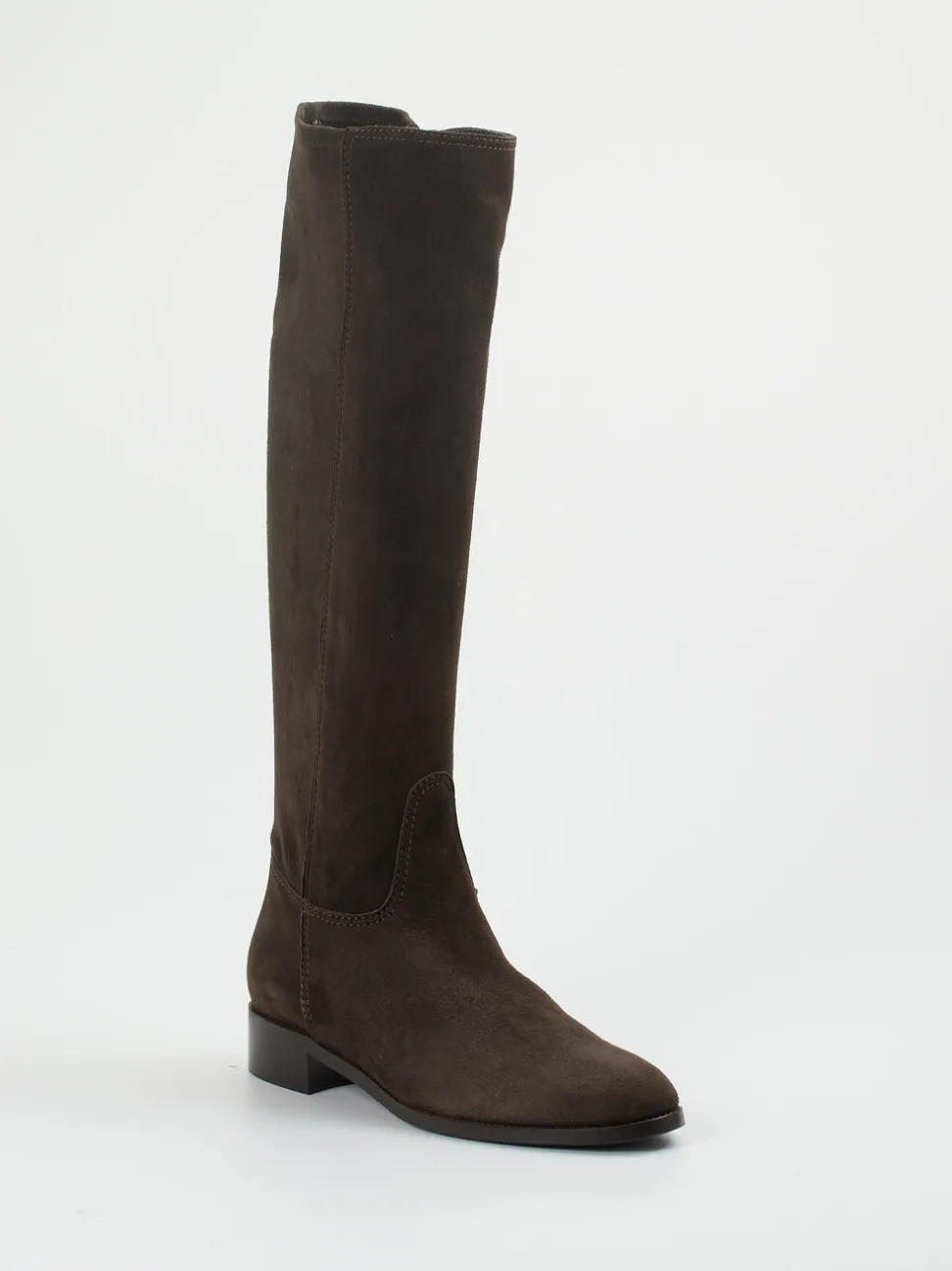 Konstantin Starke – Kniehohe Stiefel aus Veloursleder Dunkelbraun