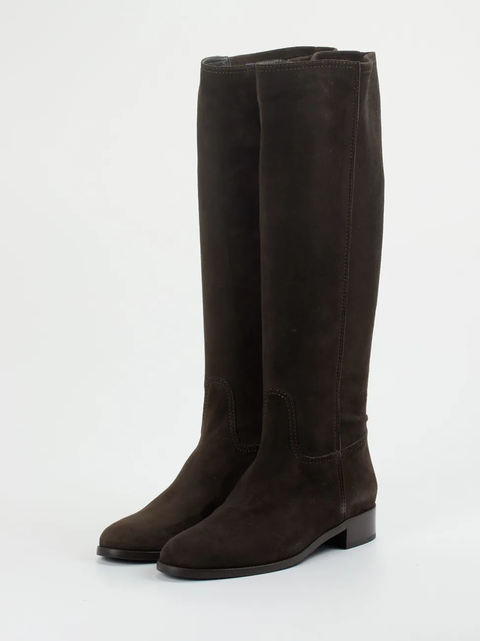Konstantin Starke – Kniehohe Stiefel aus Veloursleder Dunkelbraun