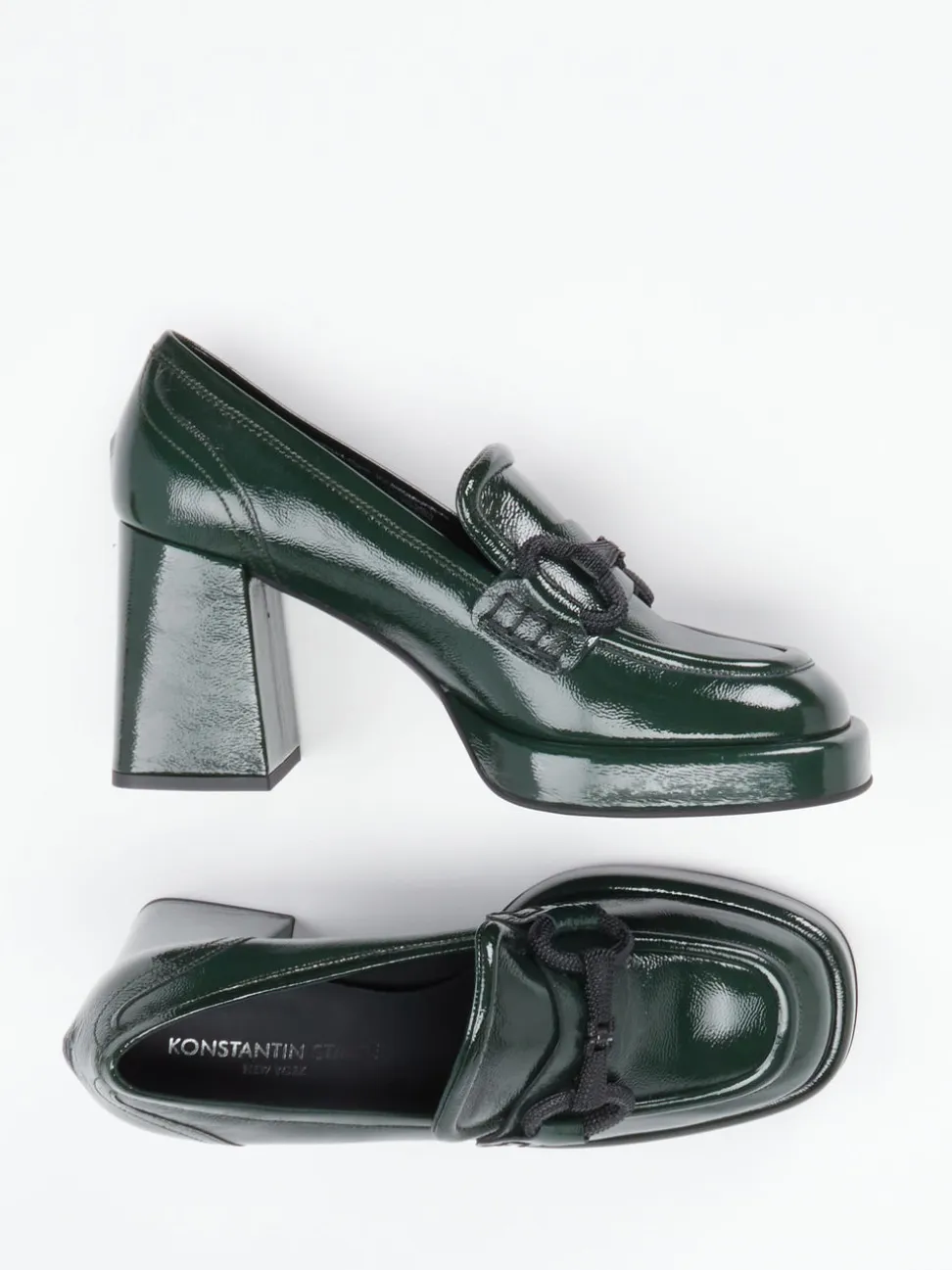Konstantin Starke – Loafer aus Lackleder Tannengrün
