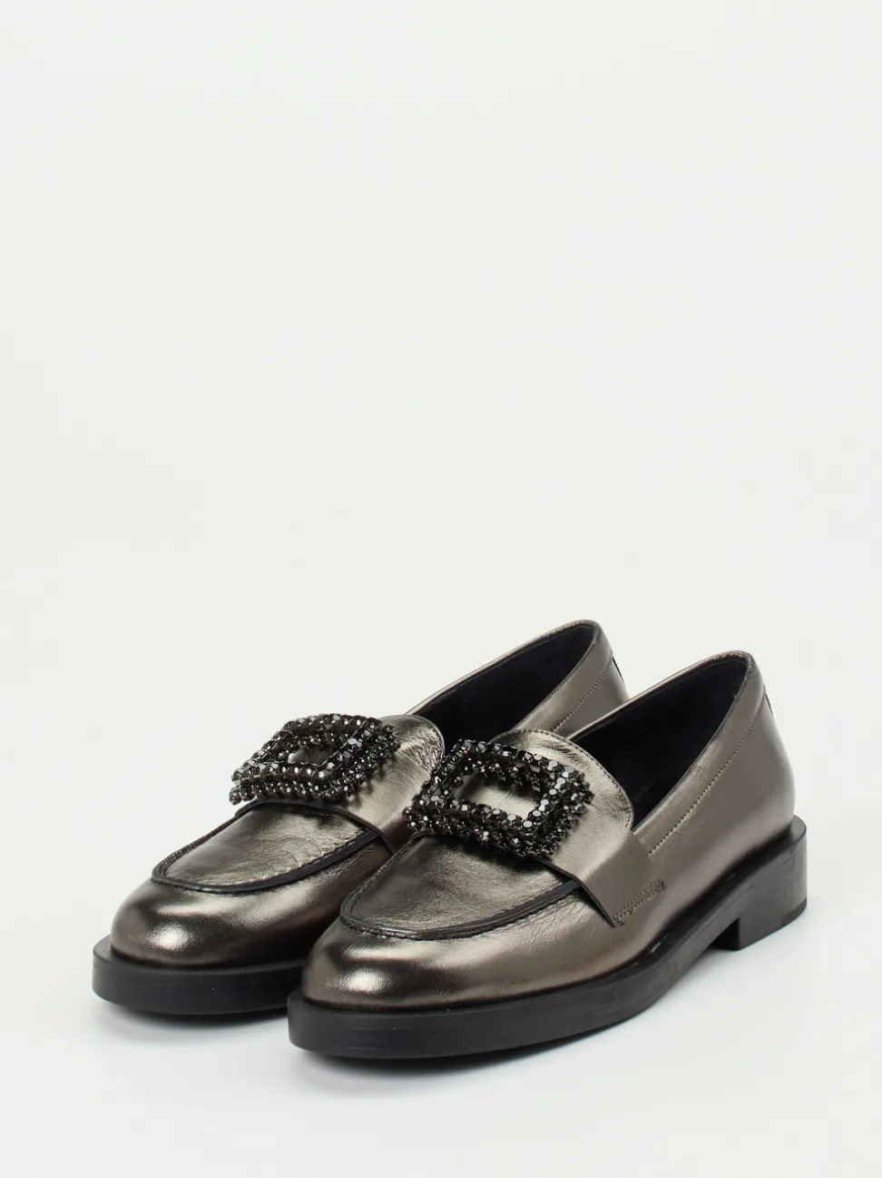 Konstantin Starke – Loafer aus Metallicleder anthrazit