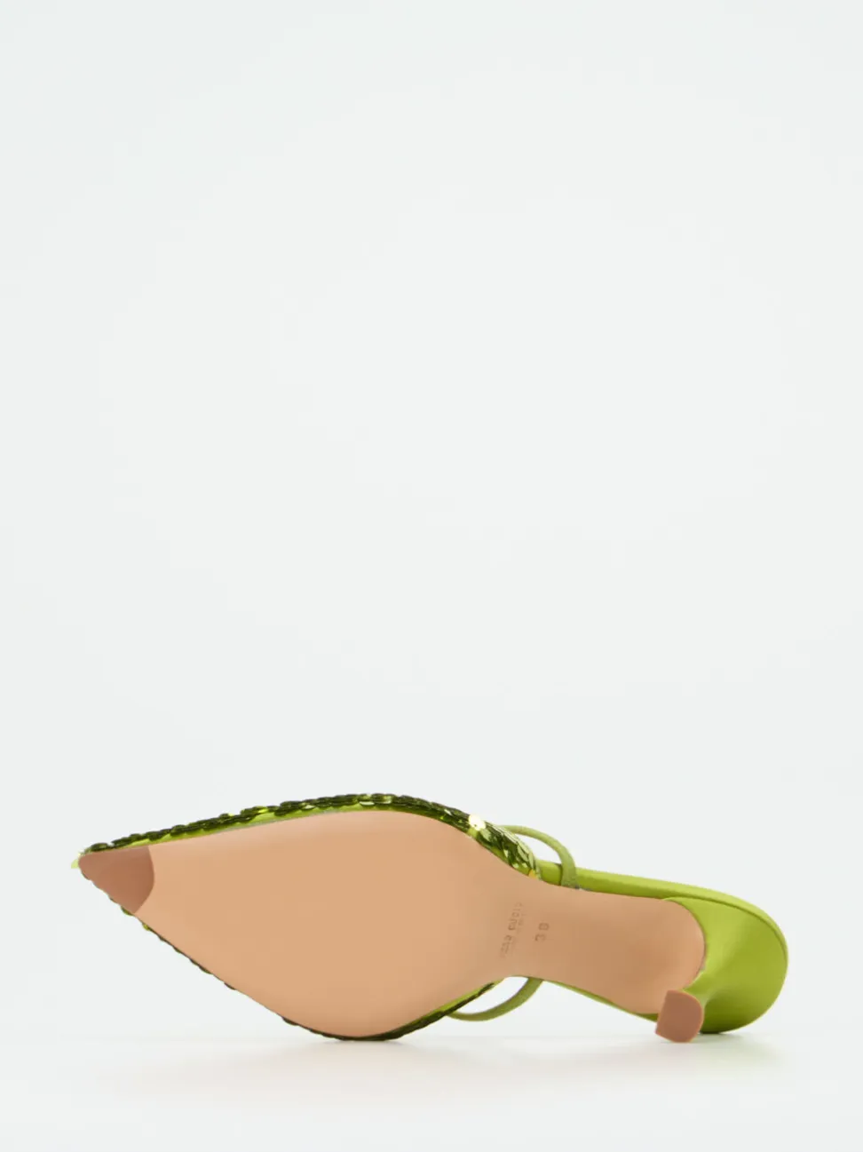Konstantin Starke – Mules aus Metallic-Satin Limettengrün