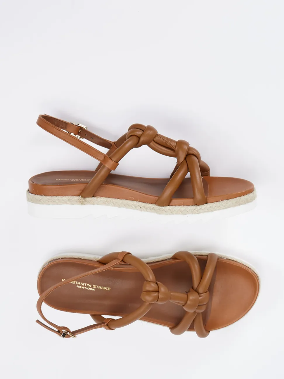 Konstantin Starke – Plateau-Sandale aus Lammleder cognac