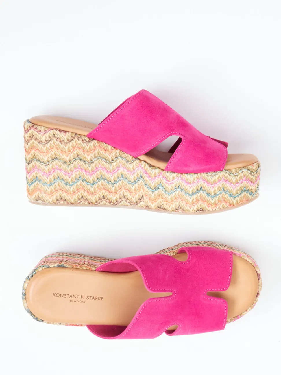 Konstantin Starke – Plateau-Pantolette aus Veloursleder pink
