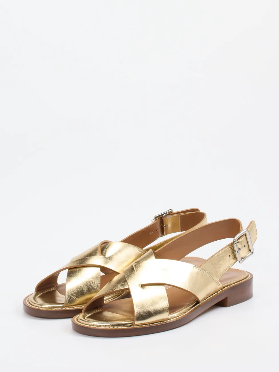 Konstantin Starke – Riemchensandale aus Metallicleder Gold