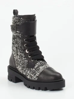 Konstantin Starke – Schnürboots aus Textil und Kalbleder Schwarz