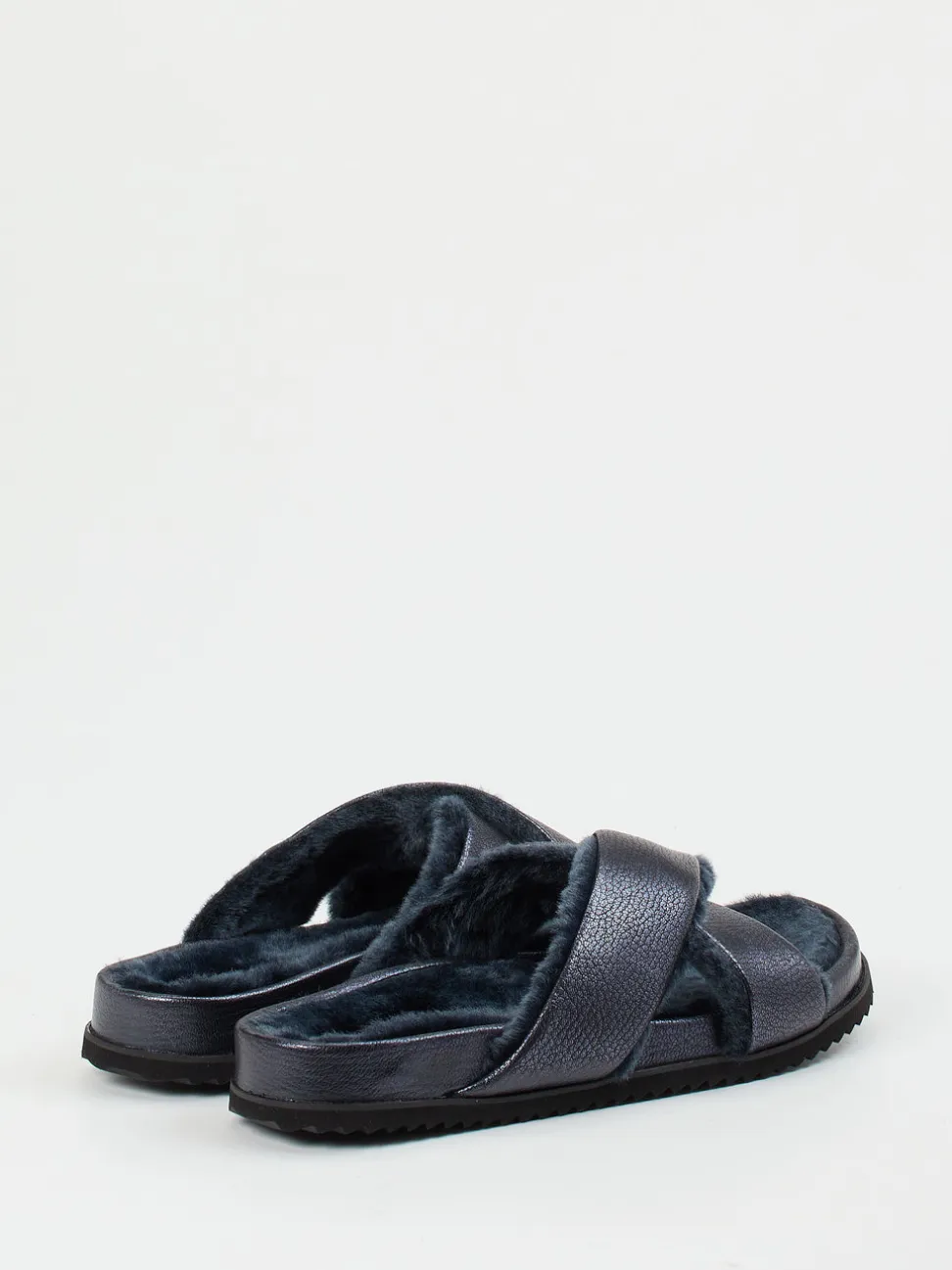 Konstantin Starke – Slides aus Metallicleder in Blau