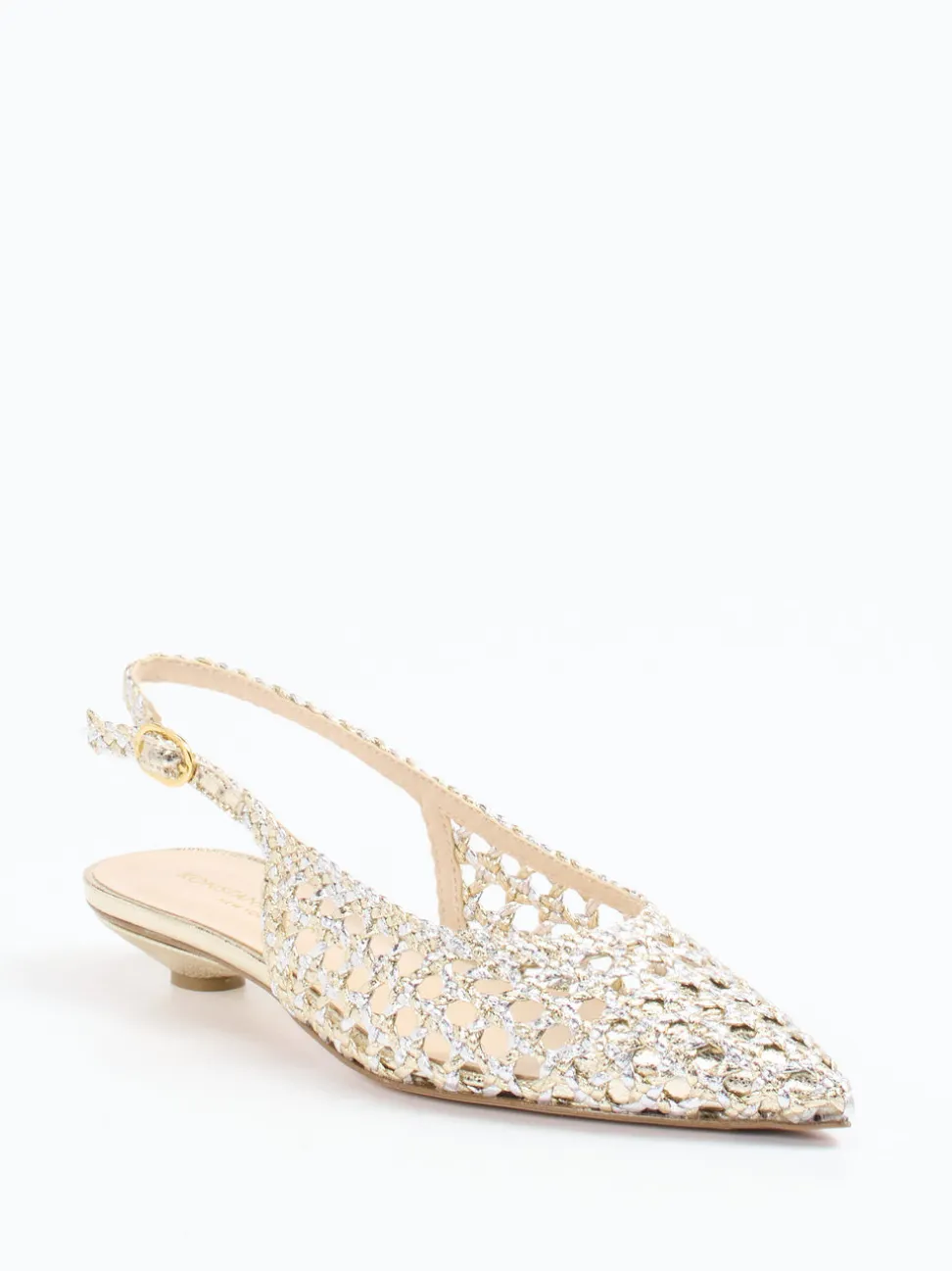 Konstantin Starke – Slingpumps aus Flechtleder Gold