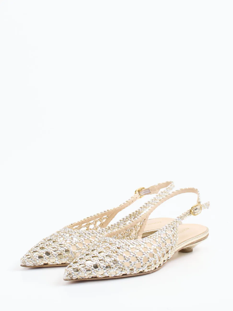 Konstantin Starke – Slingpumps aus Flechtleder Gold