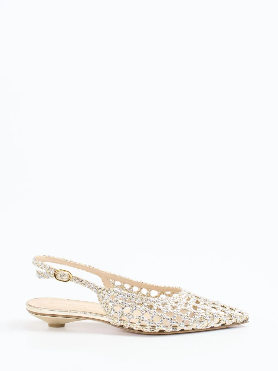 Konstantin Starke – Slingpumps aus Flechtleder Gold