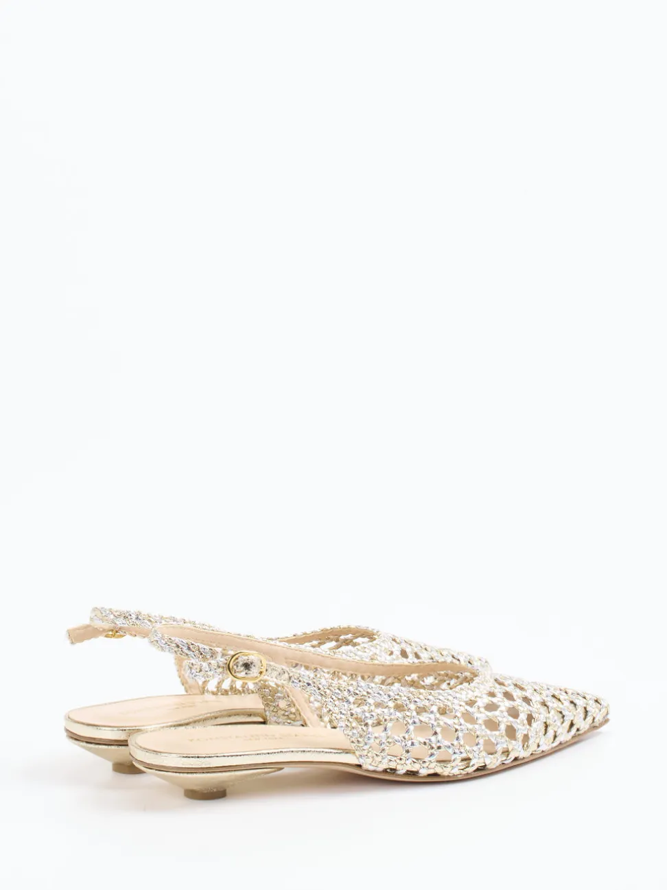 Konstantin Starke – Slingpumps aus Flechtleder Gold