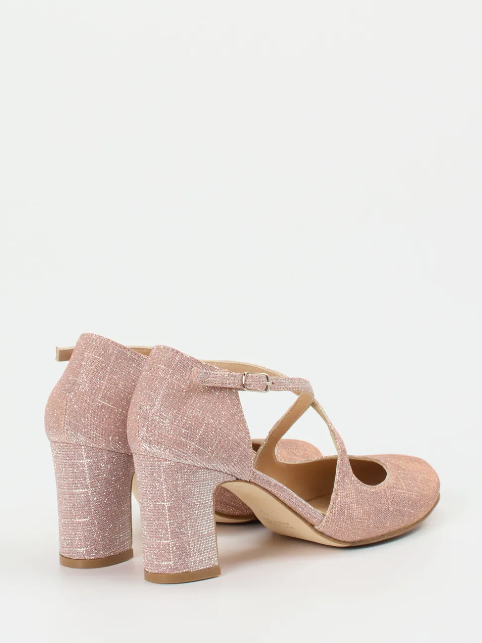 Konstantin Starke – Spangenpumps aus Glitzermaterial Roségold