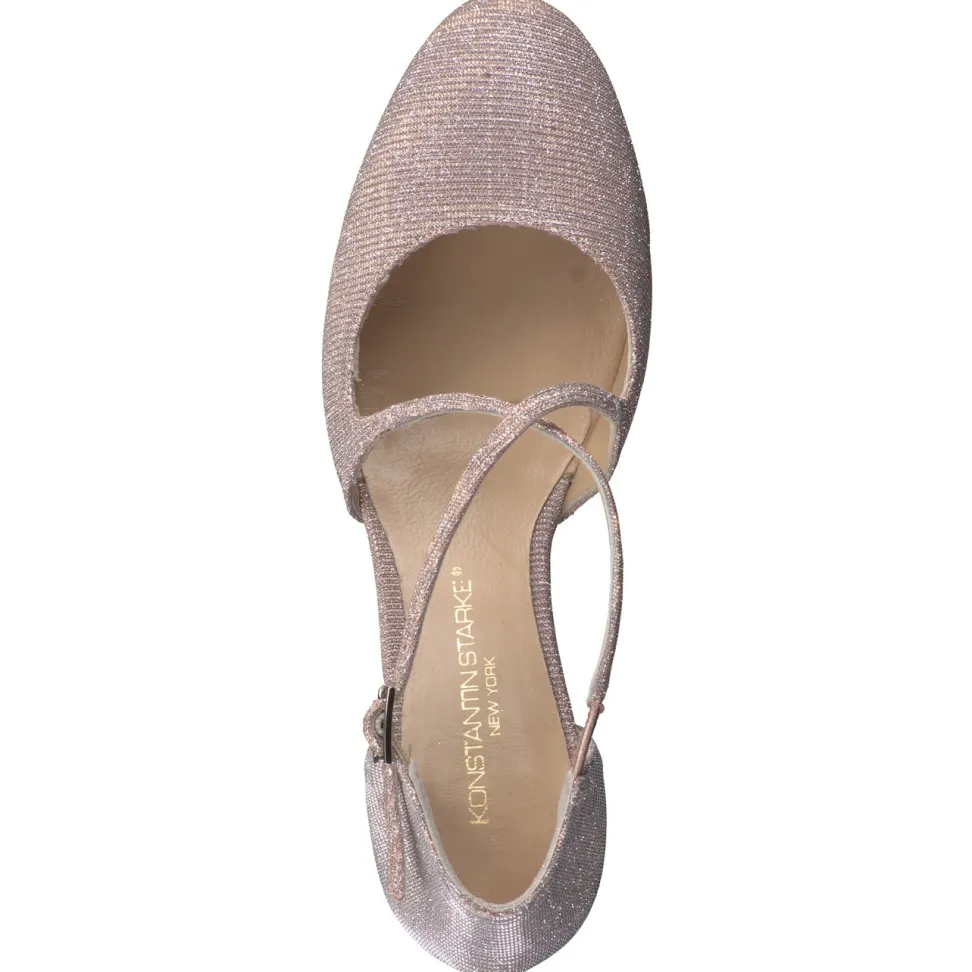Konstantin Starke – Spangenpumps aus Glitzermaterial Roségold