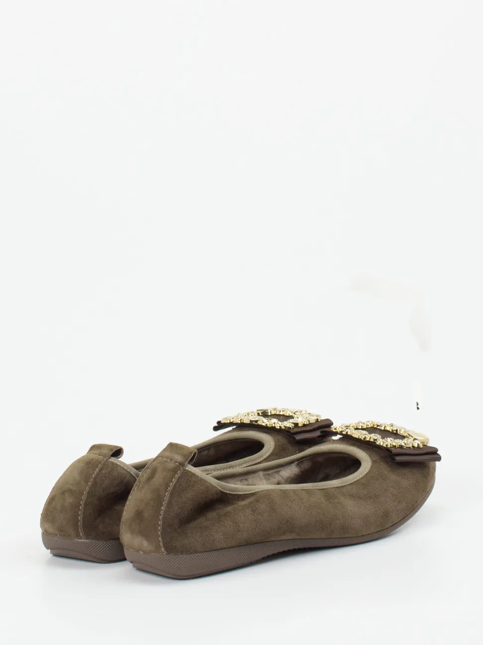 La Ballerina – Ballerinas aus Veloursleder olivbraun