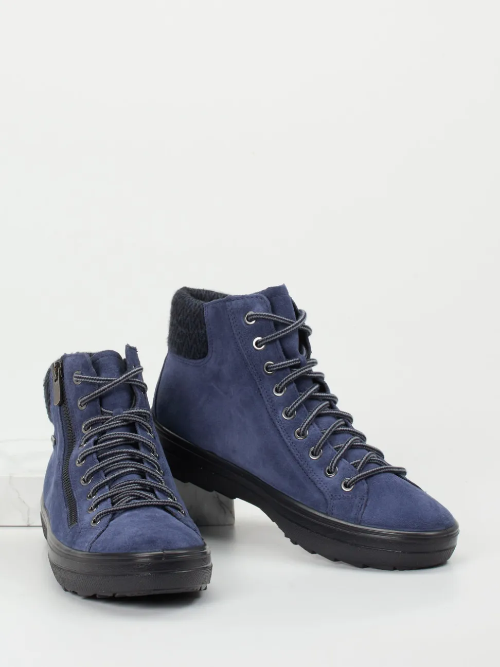 Legero – Schnürboots aus Veloursleder Dunkelblau