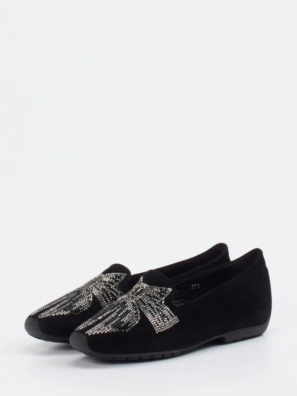 Mania – Loafer aus Veloursleder mit Strass-Schleife