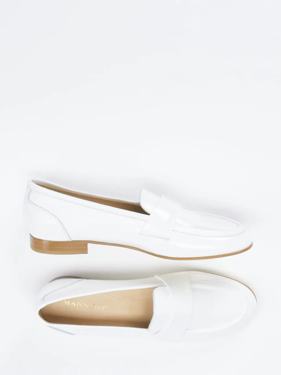 Mannori – Loafer aus Lackleder weiß glänzend
