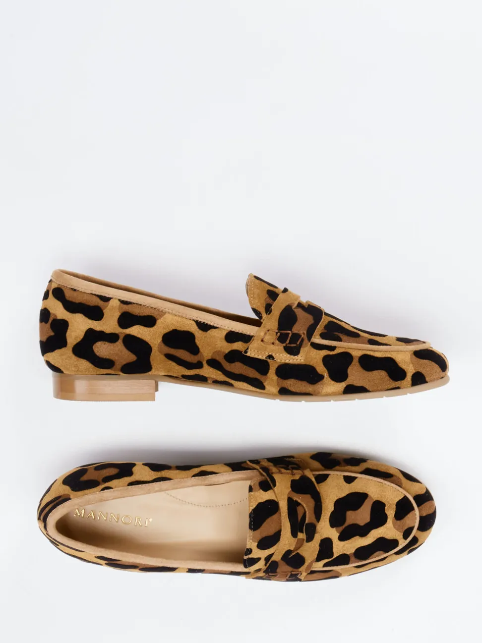 Mannori – Loafer aus Veloursleder mit Leoprint