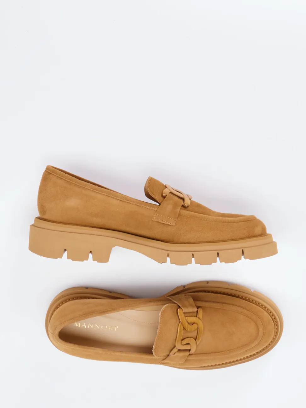 Mannori – Slipper aus Veloursleder Cognacbraun