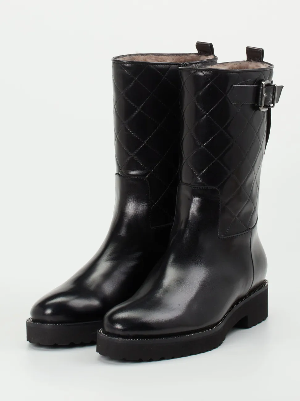 Mannori – Stiefel aus Lammleder mit Steppung Schwarz