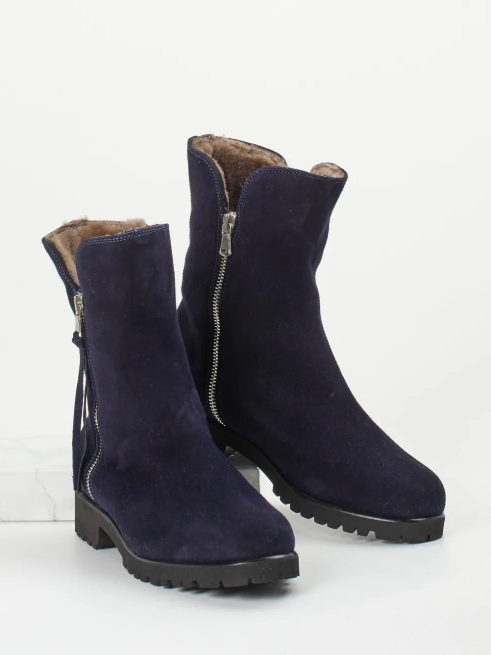 Mannori – Stiefeletten aus Veloursleder dunkelblau