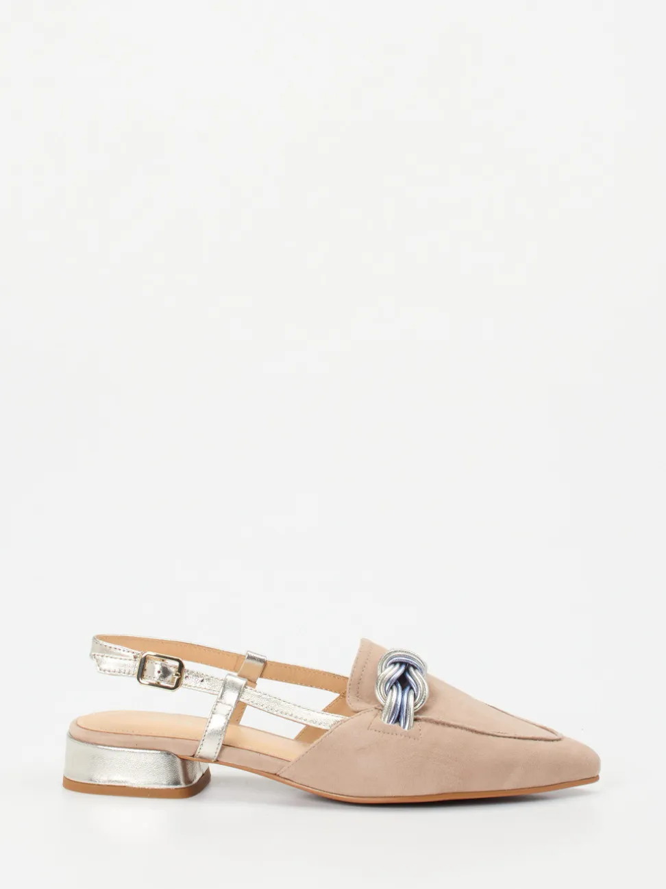 Maripé – Slingpumps aus Veloursleder Beige-Metallic