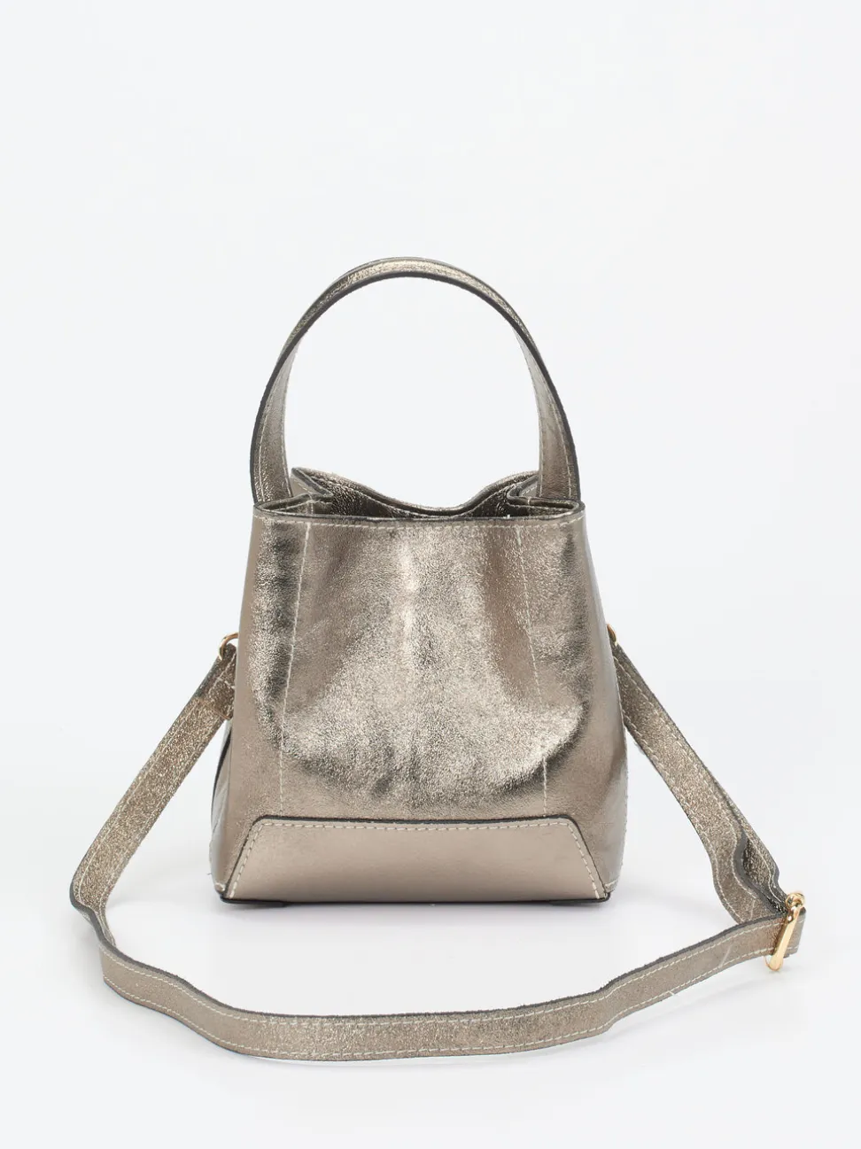 Marlon Firenze – Mini-Bucket-Bag aus Leder metallicbraun