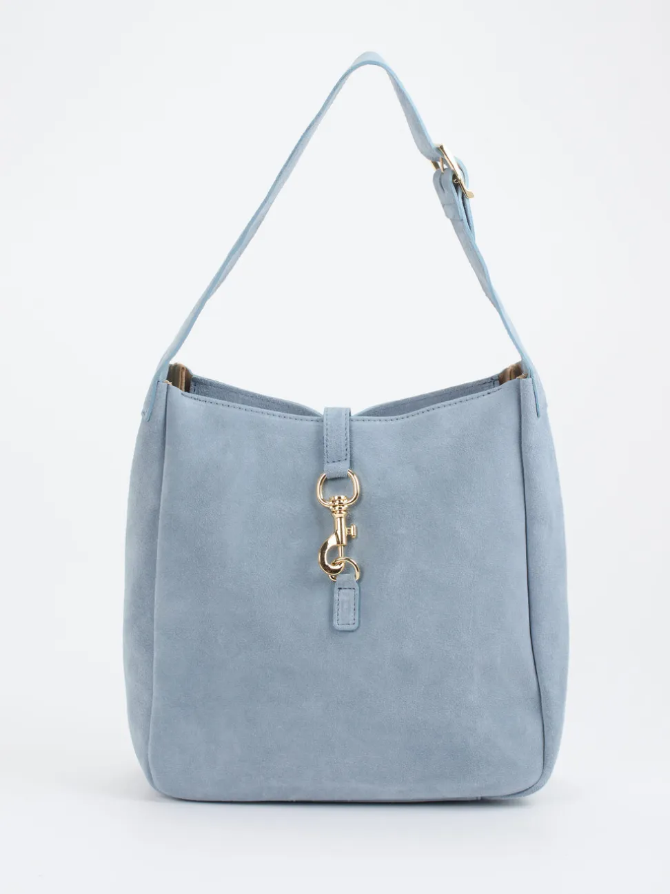 Marlon Firenze – Schultertasche aus Veloursleder hellblau