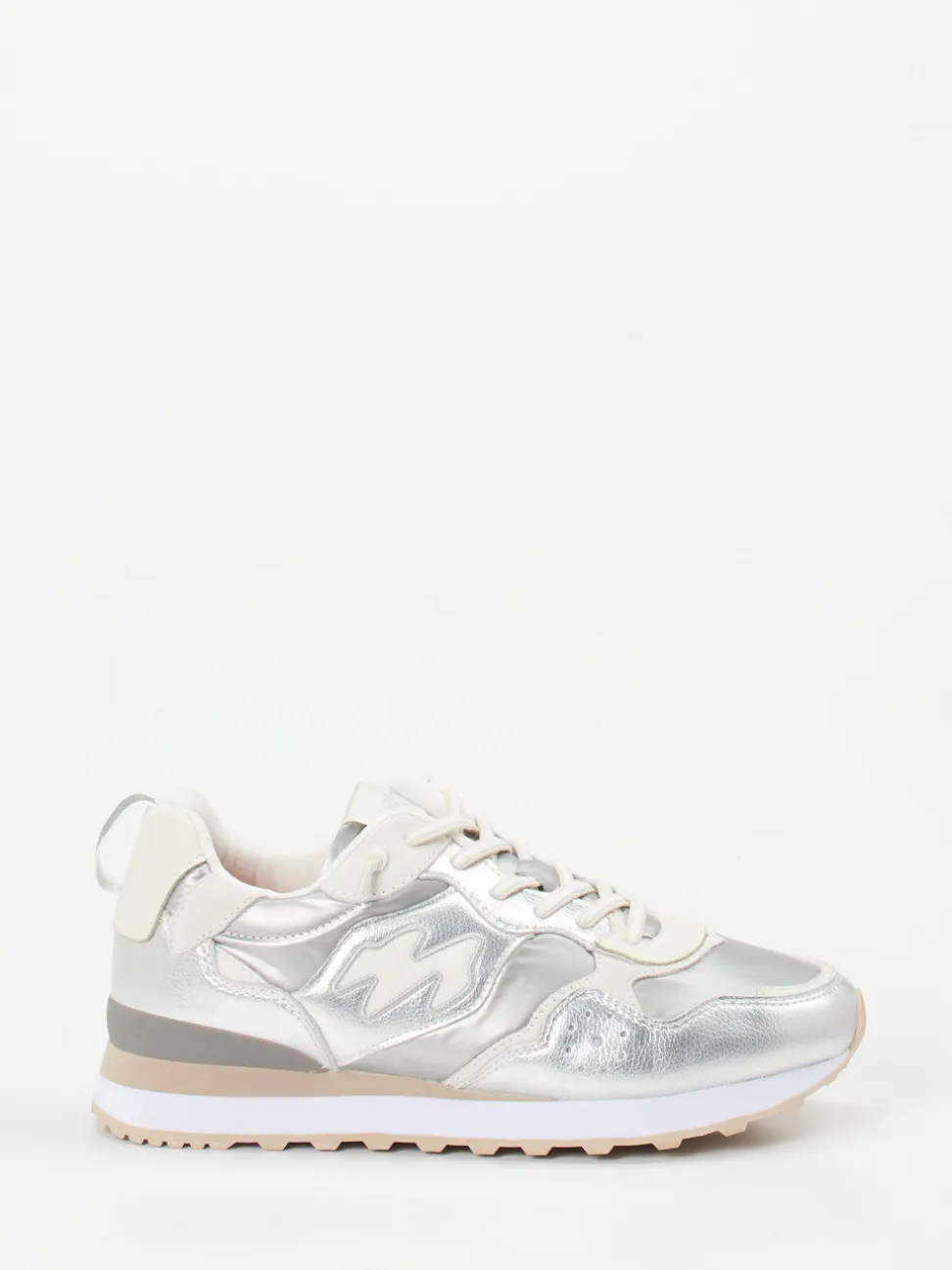 MRP – Retro-Sneaker aus Metallic Synthetikleder silber