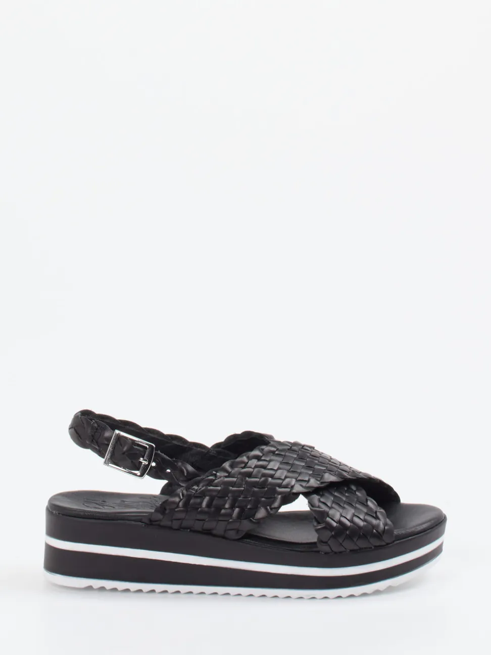 Oh!My Sandals – Plateau-Sandale aus Flechtleder Schwarz