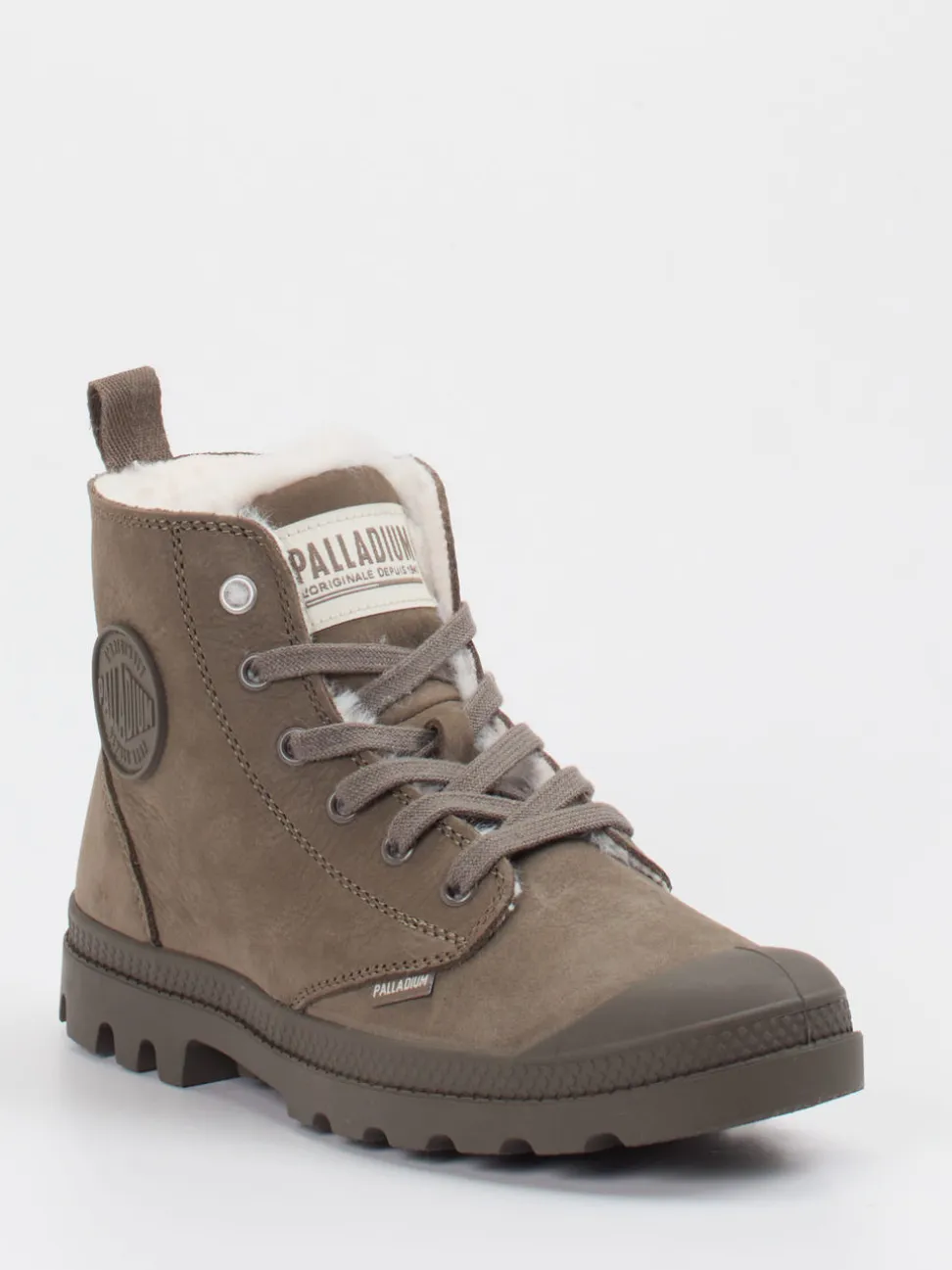 Palladium – Schnürboots aus Veloursleder schlammgrau