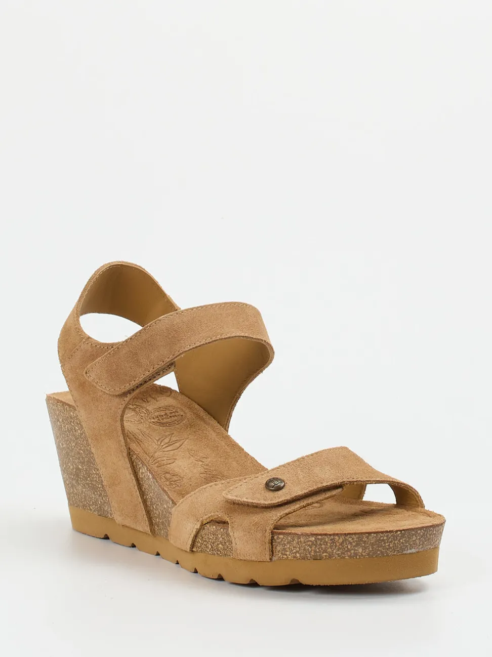 Panama Jack – Keilsandalette aus Veloursleder cognac