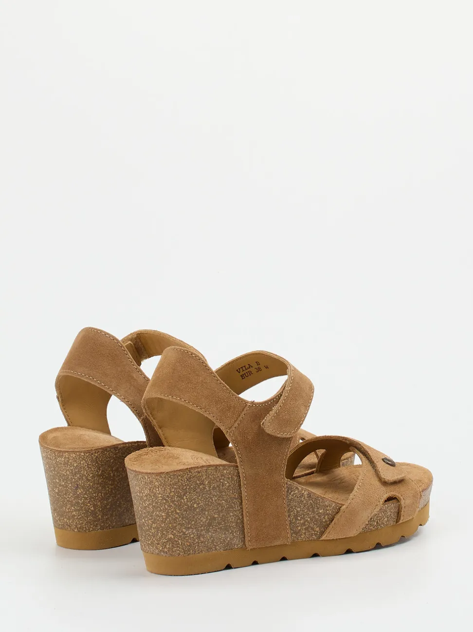 Panama Jack – Keilsandalette aus Veloursleder cognac