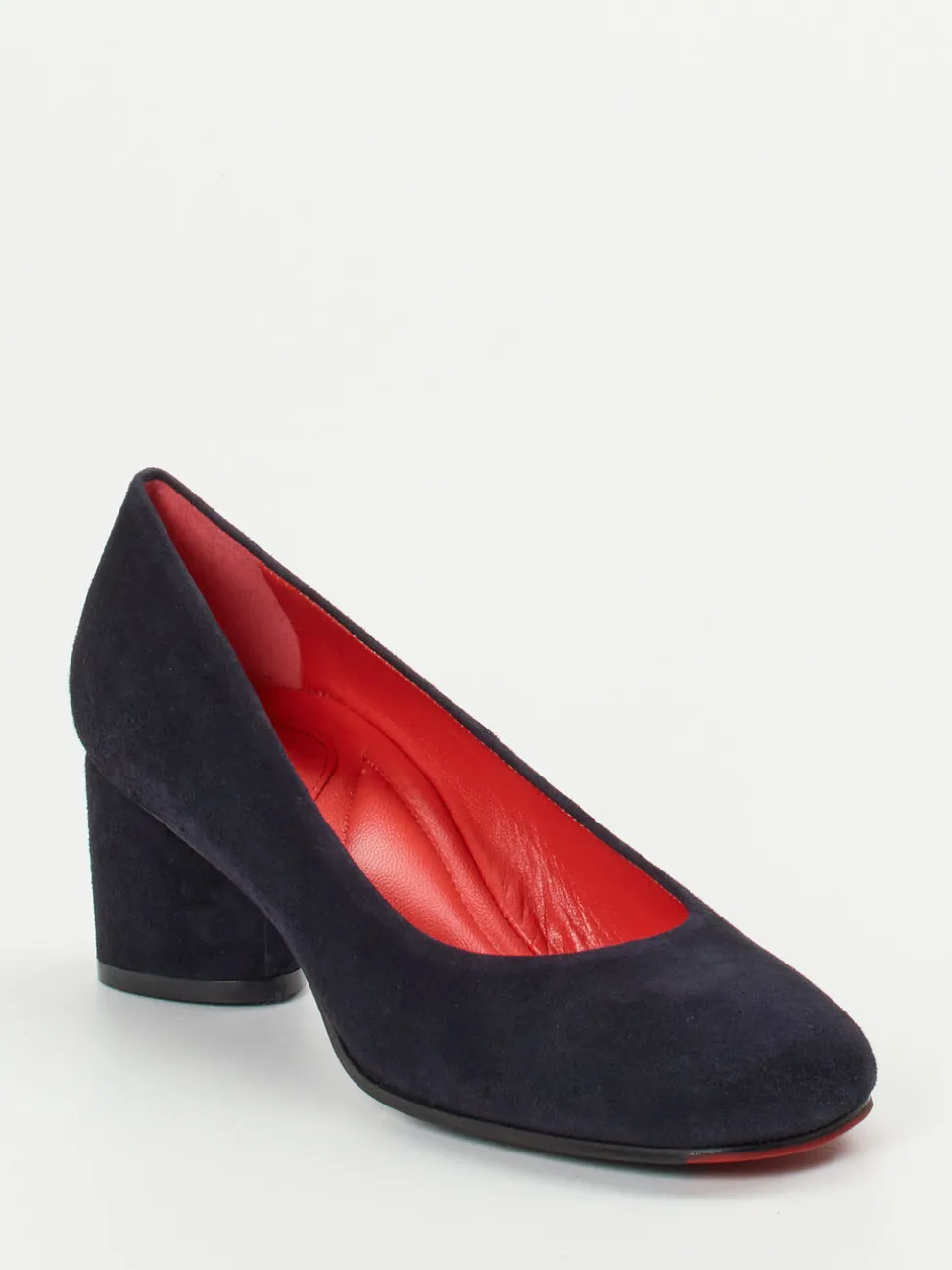Pas de Rouge – Blockabsatz-Pumps aus Veloursleder Dunkelblau
