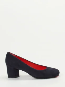 Pas de Rouge – Blockabsatz-Pumps aus Veloursleder Dunkelblau