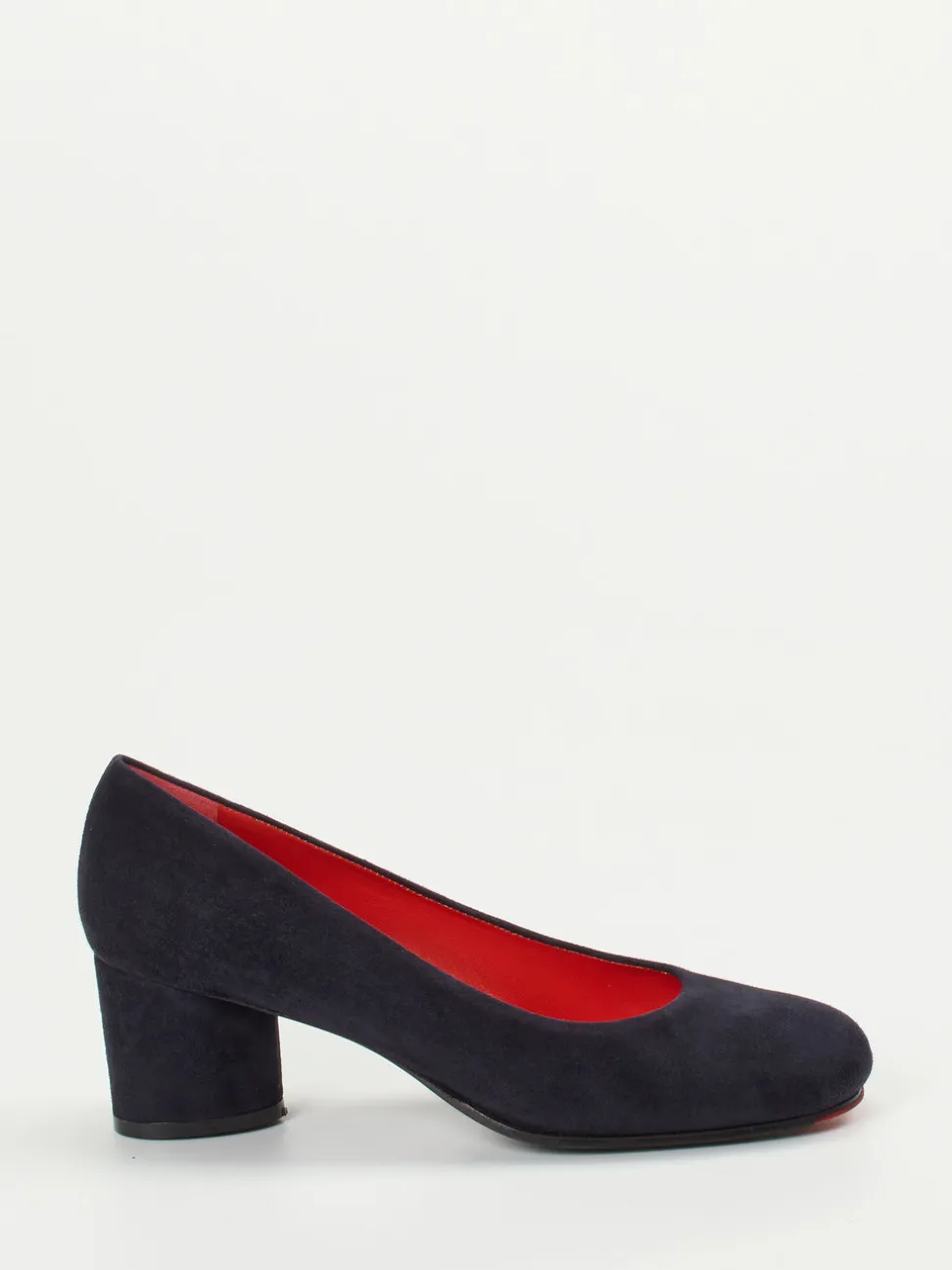 Pas de Rouge – Blockabsatz-Pumps aus Veloursleder Dunkelblau