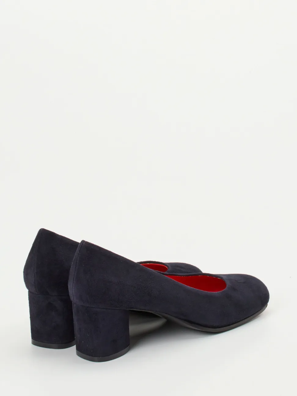Pas de Rouge – Blockabsatz-Pumps aus Veloursleder Dunkelblau