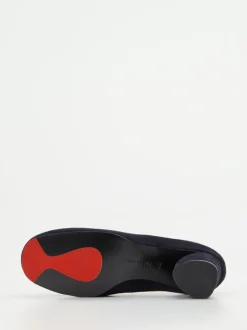 Pas de Rouge – Blockabsatz-Pumps aus Veloursleder Dunkelblau