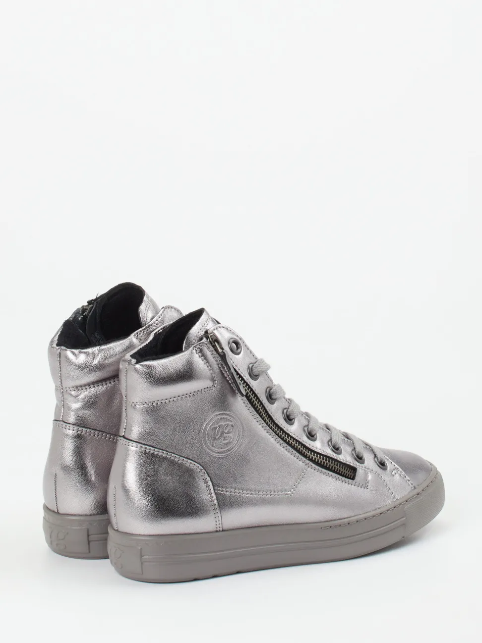 Paul Green – High-Top-Sneaker aus Metallicleder silber