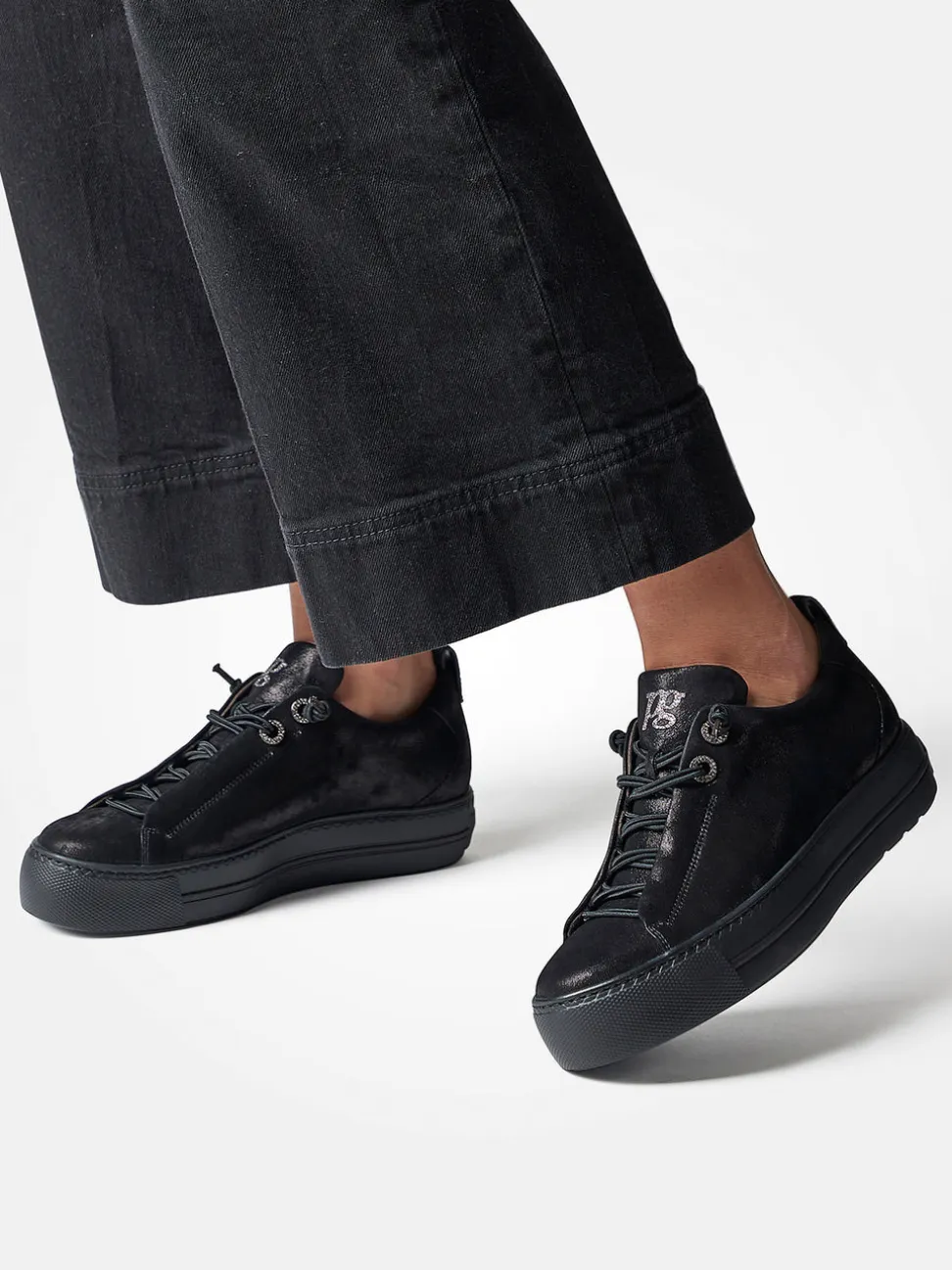 Paul Green – Plateau-Sneaker aus Nubukleder schwarz
