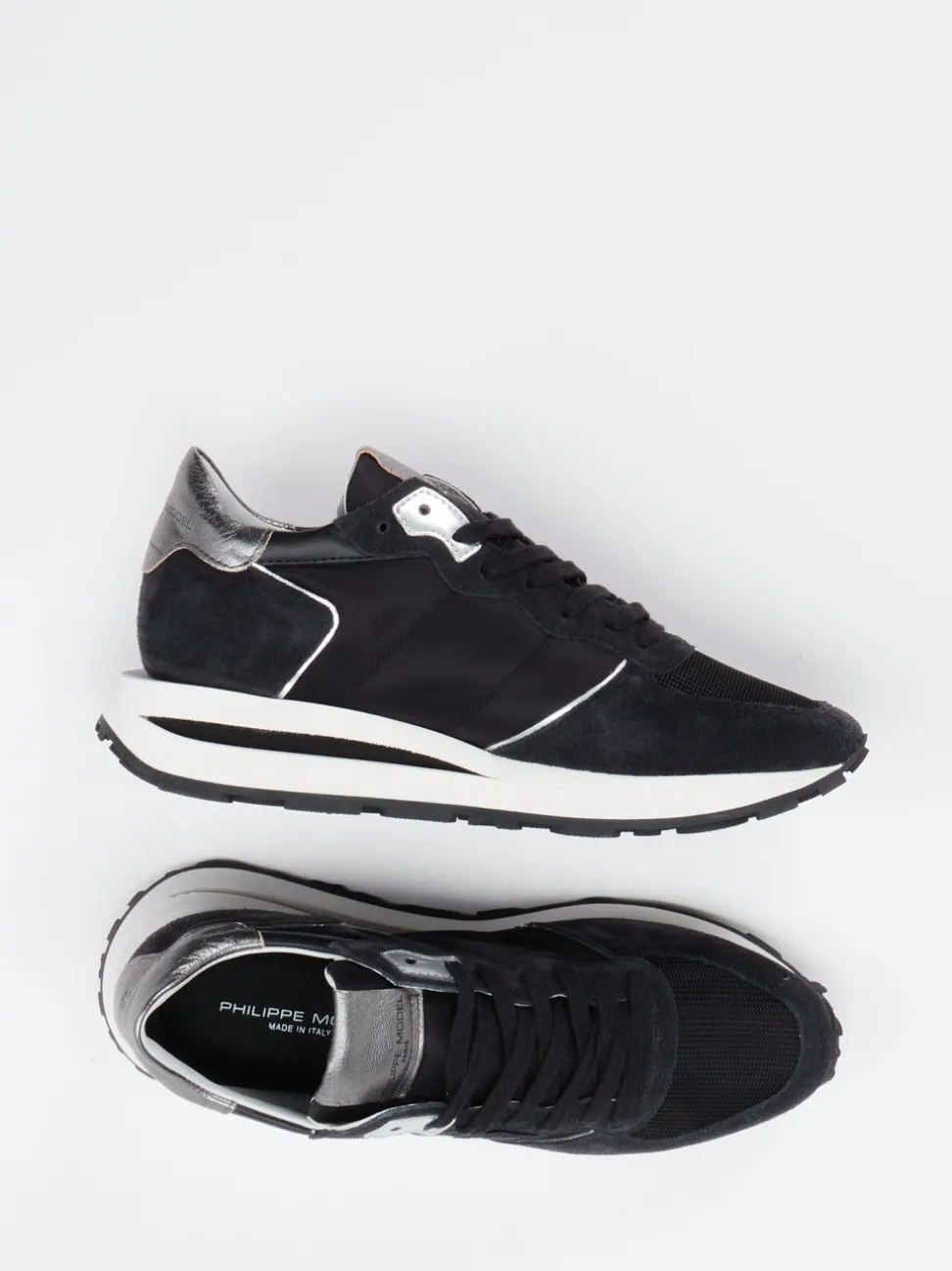 Philippe Model – Retro-Sneaker aus Veloursleder Schwarz
