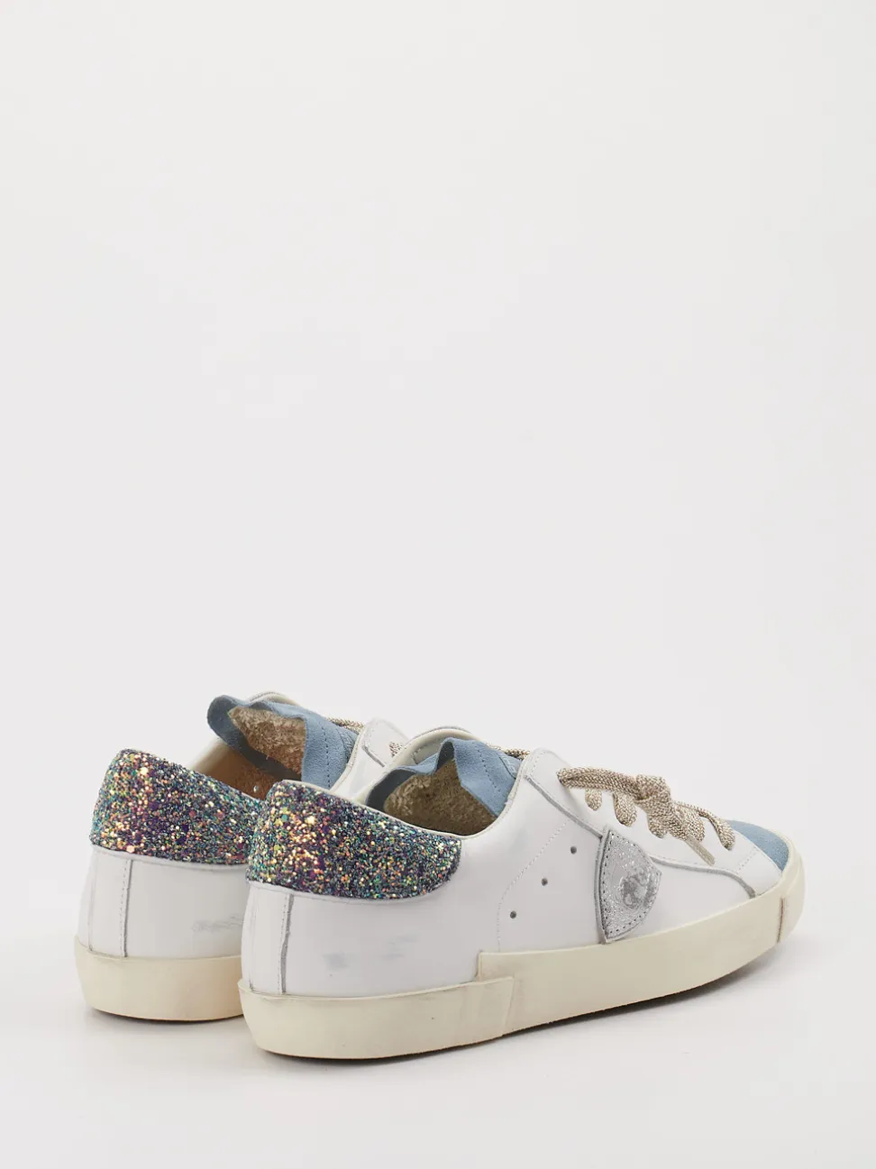 Philippe Model – Sneaker aus Metallicleder in Weiß