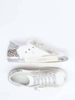 Philippe Model – Sneaker aus Leder-Mix mit Glitzer