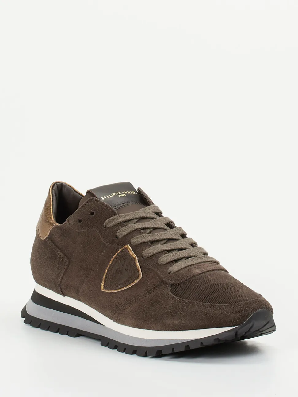Philippe Model – Sneaker aus Veloursleder mokkabraun