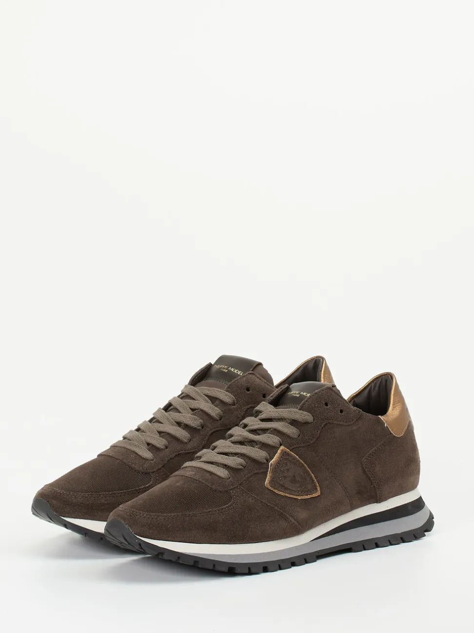 Philippe Model – Sneaker aus Veloursleder mokkabraun