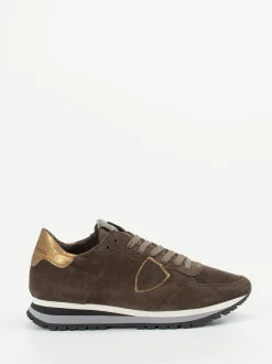 Philippe Model – Sneaker aus Veloursleder mokkabraun