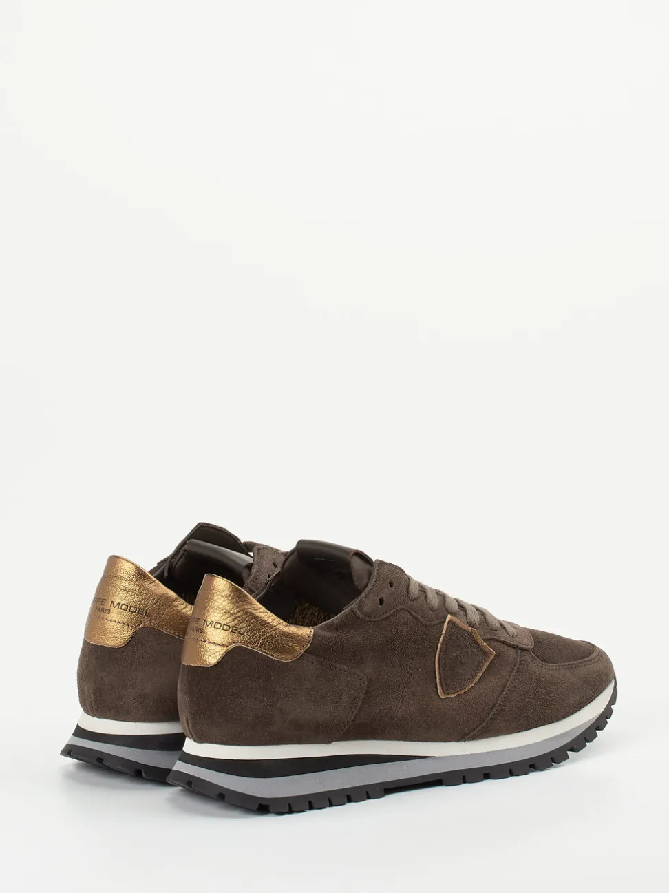 Philippe Model – Sneaker aus Veloursleder mokkabraun