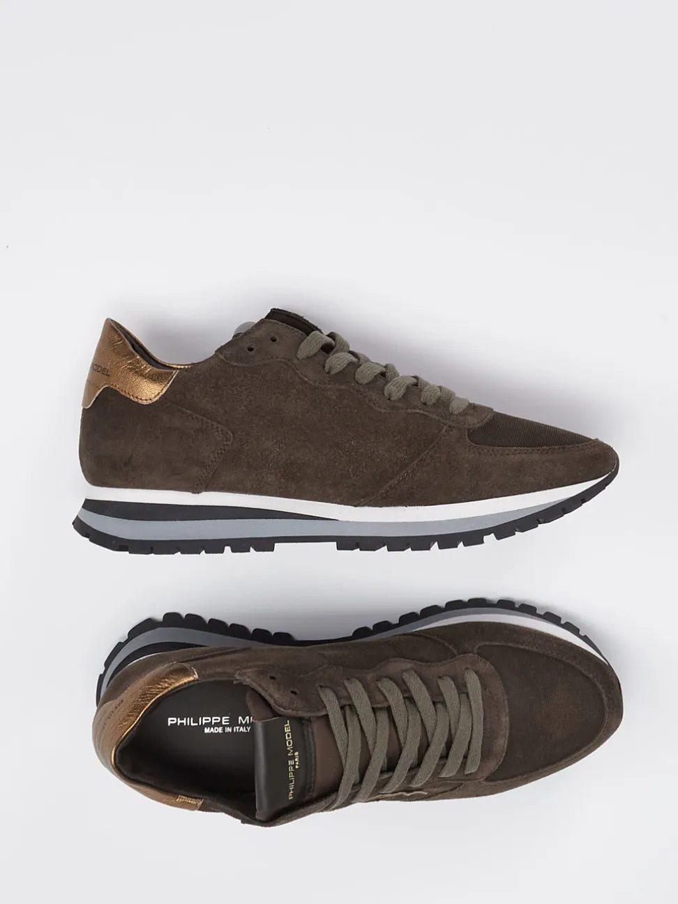 Philippe Model – Sneaker aus Veloursleder mokkabraun
