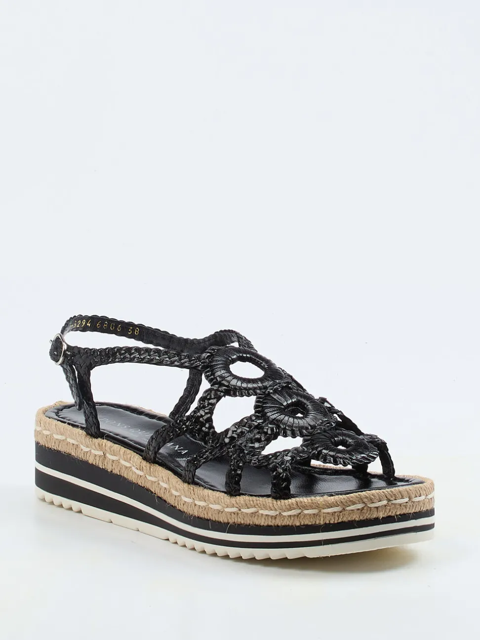 Pons Quintana – Plateau-Sandalen aus Flechtleder schwarz